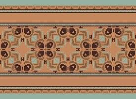 Cross Stitch. Pixel. Geometric ethnic oriental seamless pattern traditional background. Aztec-style abstract vector illustration. Design for textile, curtain, carpet, wallpaper, clothing, wrapping