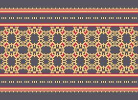 Cross Stitch. Pixel. Geometric ethnic oriental seamless pattern traditional background. Aztec-style abstract vector illustration. Design for textile, curtain, carpet, wallpaper, clothing, wrapping