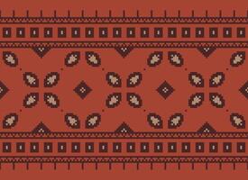 Cross Stitch. Pixel. Geometric ethnic oriental seamless pattern traditional background. Aztec-style abstract vector illustration. Design for textile, curtain, carpet, wallpaper, clothing, wrapping