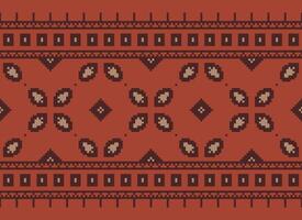 Cross Stitch. Pixel. Geometric ethnic oriental seamless pattern traditional background. Aztec-style abstract vector illustration. Design for textile, curtain, carpet, wallpaper, clothing, wrapping