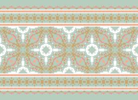 Cross Stitch. Pixel. Geometric ethnic oriental seamless pattern traditional background. Aztec-style abstract vector illustration. Design for textile, curtain, carpet, wallpaper, clothing, wrapping