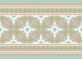 Cross Stitch. Pixel. Geometric ethnic oriental seamless pattern traditional background. Aztec-style abstract vector illustration. Design for textile, curtain, carpet, wallpaper, clothing, wrapping