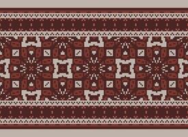 Cross Stitch. Pixel. Geometric ethnic oriental seamless pattern traditional background. Aztec-style abstract vector illustration. Design for textile, curtain, carpet, wallpaper, clothing, wrapping
