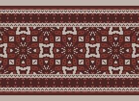 Cross Stitch. Pixel. Geometric ethnic oriental seamless pattern traditional background. Aztec-style abstract vector illustration. Design for textile, curtain, carpet, wallpaper, clothing, wrapping