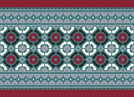 Cross Stitch. Pixel. Geometric ethnic oriental seamless pattern traditional background. Aztec-style abstract vector illustration. Design for textile, curtain, carpet, wallpaper, clothing, wrapping