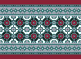 Cross Stitch. Pixel. Geometric ethnic oriental seamless pattern traditional background. Aztec-style abstract vector illustration. Design for textile, curtain, carpet, wallpaper, clothing, wrapping