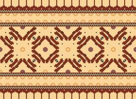 Cross Stitch. Pixel. Geometric ethnic oriental seamless pattern traditional background. Aztec-style abstract vector illustration. Design for textile, curtain, carpet, wallpaper, clothing, wrapping