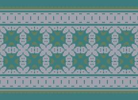 Cross Stitch. Pixel. Geometric ethnic oriental seamless pattern traditional background. Aztec-style abstract vector illustration. Design for textile, curtain, carpet, wallpaper, clothing, wrapping