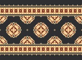 Cross Stitch. Pixel. Geometric ethnic oriental seamless pattern traditional background. Aztec-style abstract vector illustration. Design for textile, curtain, carpet, wallpaper, clothing, wrapping