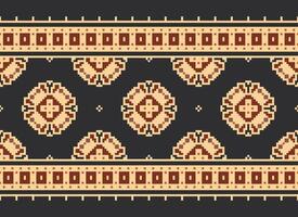 Cross Stitch. Pixel. Geometric ethnic oriental seamless pattern traditional background. Aztec-style abstract vector illustration. Design for textile, curtain, carpet, wallpaper, clothing, wrapping