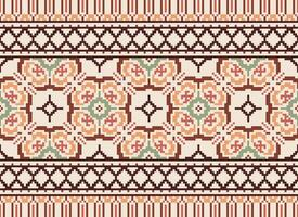 Cross Stitch. Pixel Pattern. Ethnic Patterns. Abstract art. Design for carpet, wallpaper, clothing, textile, pillow, curtain, bedsheet, table runners. Mehndi. Rushnyk. Earth tone. Vintage. Vector. vector