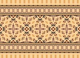 Cross Stitch. Pixel Pattern. Ethnic Patterns. Abstract art. Design for carpet, wallpaper, clothing, textile, pillow, curtain, bedsheet, table runners. Mehndi. Rushnyk. Earth tone. Vintage. Vector. vector