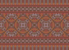 Cross Stitch. Pixel Pattern. Ethnic Patterns. Abstract art. Design for carpet, wallpaper, clothing, textile, pillow, curtain, bedsheet, table runners. Mehndi. Rushnyk. Earth tone. Vintage. Vector. vector