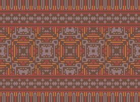 Cross Stitch. Pixel Pattern. Ethnic Patterns. Abstract art. Design for carpet, wallpaper, clothing, textile, pillow, curtain, bedsheet, table runners. Mehndi. Rushnyk. Earth tone. Vintage. Vector. vector