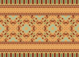 Cross Stitch. Pixel Pattern. Ethnic Patterns. Abstract art. Design for carpet, wallpaper, clothing, textile, pillow, curtain, bedsheet, table runners. Mehndi. Rushnyk. Earth tone. Vintage. Vector. vector