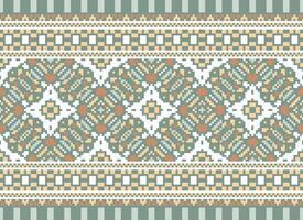 Cross Stitch. Pixel Pattern. Ethnic Patterns. Abstract art. Design for carpet, wallpaper, clothing, textile, pillow, curtain, bedsheet, table runners. Mehndi. Rushnyk. Earth tone. Vintage. Vector. vector