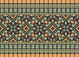 Cross Stitch. Pixel Pattern. Ethnic Patterns. Abstract art. Design for carpet, wallpaper, clothing, textile, pillow, curtain, bedsheet, table runners. Mehndi. Rushnyk. Earth tone. Vintage. Vector. vector