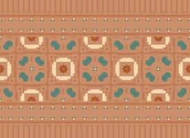 Cross Stitch. Pixel Pattern. Ethnic Patterns. Abstract art. Design for carpet, wallpaper, clothing, textile, pillow, curtain, bedsheet, table runners. Mehndi. Rushnyk. Earth tone. Vintage. Vector. vector