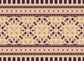 Cross Stitch. Pixel Pattern. Ethnic Patterns. Abstract art. Design for carpet, wallpaper, clothing, textile, pillow, curtain, bedsheet, table runners. Mehndi. Rushnyk. Earth tone. Vintage. Vector. vector