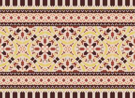 Cross Stitch. Pixel Pattern. Ethnic Patterns. Abstract art. Design for carpet, wallpaper, clothing, textile, pillow, curtain, bedsheet, table runners. Mehndi. Rushnyk. Earth tone. Vintage. Vector. vector