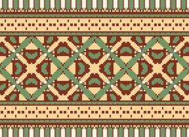 Cross Stitch. Pixel Pattern. Ethnic Patterns. Abstract art. Design for carpet, wallpaper, clothing, textile, pillow, curtain, bedsheet, table runners. Mehndi. Rushnyk. Earth tone. Vintage. Vector. vector