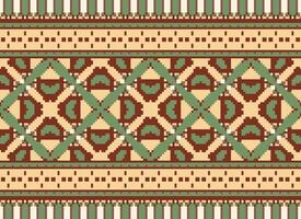 Cross Stitch. Pixel Pattern. Ethnic Patterns. Abstract art. Design for carpet, wallpaper, clothing, textile, pillow, curtain, bedsheet, table runners. Mehndi. Rushnyk. Earth tone. Vintage. Vector. vector