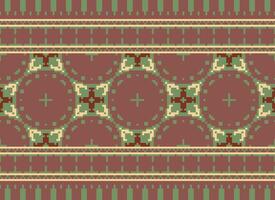 Cross Stitch. Pixel Pattern. Ethnic Patterns. Abstract art. Design for carpet, wallpaper, clothing, textile, pillow, curtain, bedsheet, table runners. Mehndi. Rushnyk. Earth tone. Vintage. Vector. vector