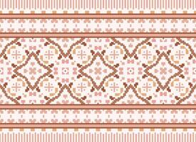 Cross Stitch. Pixel Pattern. Ethnic Patterns. Abstract art. Design for carpet, wallpaper, clothing, textile, pillow, curtain, bedsheet, table runners. Mehndi. Rushnyk. Earth tone. Vintage. Vector. vector