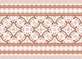 cruzar puntada. píxel modelo. étnico patrones. resumen Arte. diseño para alfombra, fondo de pantalla, ropa, textil, almohada, cortina, sábana, mesa corredores mehndi. rushnyk. tierra tono. antiguo. vector. vector