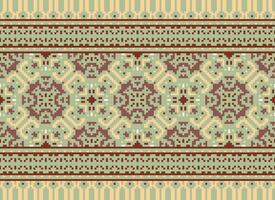 Cross Stitch. Pixel Pattern. Ethnic Patterns. Abstract art. Design for carpet, wallpaper, clothing, textile, pillow, curtain, bedsheet, table runners. Mehndi. Rushnyk. Earth tone. Vintage. Vector. vector