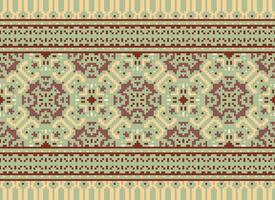 Cross Stitch. Pixel Pattern. Ethnic Patterns. Abstract art. Design for carpet, wallpaper, clothing, textile, pillow, curtain, bedsheet, table runners. Mehndi. Rushnyk. Earth tone. Vintage. Vector. vector