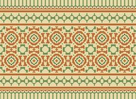 Cross Stitch. Pixel Pattern. Ethnic Patterns. Abstract art. Design for carpet, wallpaper, clothing, textile, pillow, curtain, bedsheet, table runners. Mehndi. Rushnyk. Earth tone. Vintage. Vector. vector