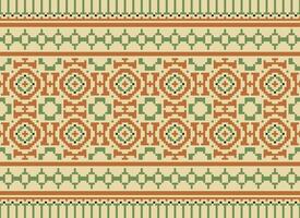 Cross Stitch. Pixel Pattern. Ethnic Patterns. Abstract art. Design for carpet, wallpaper, clothing, textile, pillow, curtain, bedsheet, table runners. Mehndi. Rushnyk. Earth tone. Vintage. Vector. vector