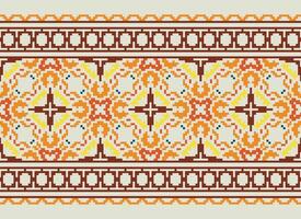 Cross Stitch. Pixel Pattern. Ethnic Patterns. Abstract art. Design for carpet, wallpaper, clothing, textile, pillow, curtain, bedsheet, table runners. Mehndi. Rushnyk. Earth tone. Vintage. Vector. vector