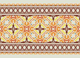 Cross Stitch. Pixel Pattern. Ethnic Patterns. Abstract art. Design for carpet, wallpaper, clothing, textile, pillow, curtain, bedsheet, table runners. Mehndi. Rushnyk. Earth tone. Vintage. Vector. vector