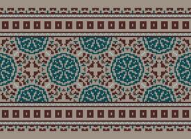 Cross Stitch. Pixel Pattern. Ethnic Patterns. Abstract art. Design for carpet, wallpaper, clothing, textile, pillow, curtain, bedsheet, table runners. Mehndi. Rushnyk. Earth tone. Vintage. Vector. vector