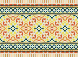 Cross Stitch. Pixel Pattern. Ethnic Patterns. Abstract art. Design for carpet, wallpaper, clothing, textile, pillow, curtain, bedsheet, table runners. Mehndi. Rushnyk. Earth tone. Vintage. Vector. vector