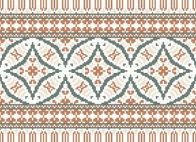Cross Stitch. Pixel Pattern. Ethnic Patterns. Abstract art. Design for carpet, wallpaper, clothing, textile, pillow, curtain, bedsheet, table runners. Mehndi. Rushnyk. Earth tone. Vintage. Vector. vector