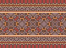 Floral cross stitch embroidery.geometric ethnic oriental seamless pattern traditional background.Aztec style abstract vector illustration.design for texture,fabric,clothing,wrapping,decoration,print.