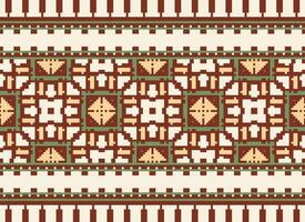 Floral cross stitch embroidery.geometric ethnic oriental seamless pattern traditional background.Aztec style abstract vector illustration.design for texture,fabric,clothing,wrapping,decoration,print.