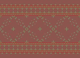 Floral cross stitch embroidery.geometric ethnic oriental seamless pattern traditional background.Aztec style abstract vector illustration.design for texture,fabric,clothing,wrapping,decoration,print.