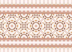 Floral cross stitch embroidery.geometric ethnic oriental seamless pattern traditional background.Aztec style abstract vector illustration.design for texture,fabric,clothing,wrapping,decoration,print.