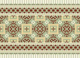 Floral cross stitch embroidery.geometric ethnic oriental seamless pattern traditional background.Aztec style abstract vector illustration.design for texture,fabric,clothing,wrapping,decoration,print.