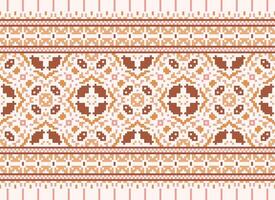 Floral cross stitch embroidery.geometric ethnic oriental seamless pattern traditional background.Aztec style abstract vector illustration.design for texture,fabric,clothing,wrapping,decoration,print.