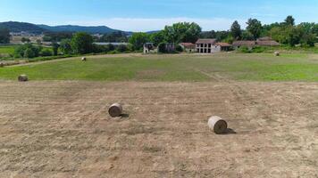 Aerial View of Hay Balles in Agriculture Fields video