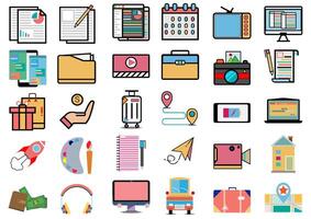 Education and business icons set.Modern study and Entertainment online,paper,college,travel,Vector technology and Back to school concept. vector