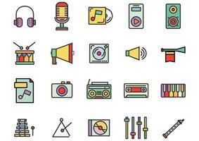 Music and Entertain icons set.Set of 30 icons for sound  such as cup of Coffee,Tv, equalizer,CD,DVD,computer,music note, loudspeaker.Vector voice and melody concept. vector