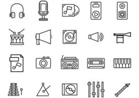 Music and Entertain icons set.Set of 30 icons for sound  such as cup of Coffee,Tv, equalizer,CD,DVD,computer,music note, loudspeaker.Vector voice and melody concept. vector