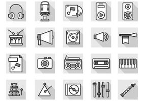 Music and Entertain icons set.Set of 30 icons for sound  such as cup of Coffee,Tv, equalizer,CD,DVD,computer,music note, loudspeaker.Vector voice and melody concept. vector