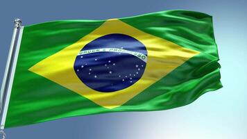 4k render Brazil Flag video waving in wind Brazil Flag Wave Loop waving in wind